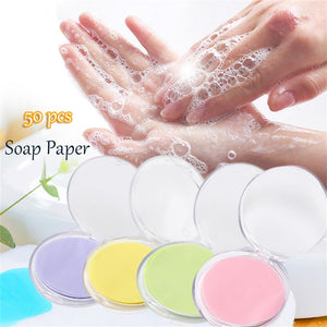 50pcs Disposable Boxed Soap Paper Travel Portable