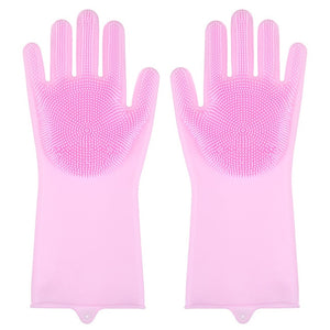 2Pcs=1 Pair Silicone Kitchen Cleaning Dishwashing Gloves